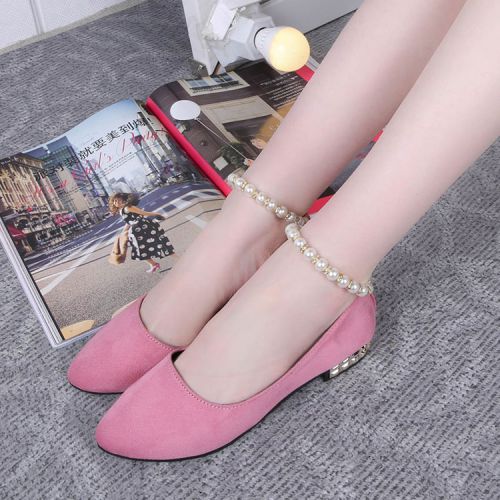 Chaussures de printemps femme en fibre Superfine pointu ouverture profonde, avec perles, rivet, perlé, décoration métalliqu