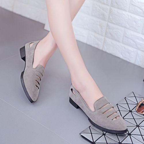 Chaussures de printemps femme en vache, Nubuck, pointu ouverture profonde, creux, Style romain - semel