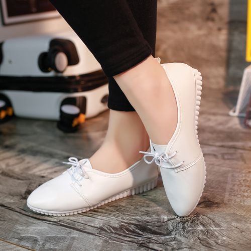 Chaussures de printemps femme en PU pointu ouverture profonde, avec lacets - loisir semelle caoutchouc Ref 998528