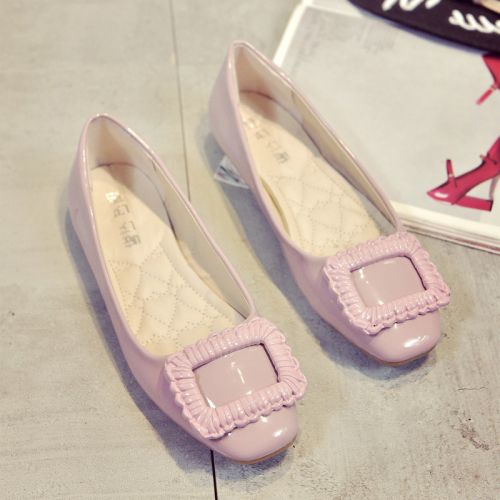 Chaussures de printemps femme en PU ronde ouverture profonde, décoration métallique - collège semelle caoutchouc Ref 998