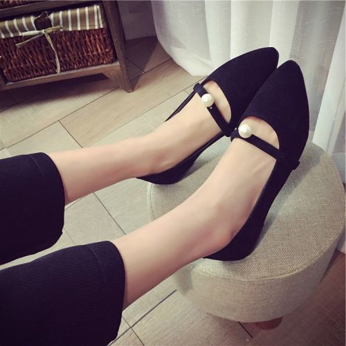 Chaussures de printemps femme en PU pointu ouverture profonde- semelle caoutchouc - Ref 998536