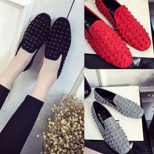 Chaussures de printemps femme en tête carrée décoration métallique - semelle caoutchouc Ref 998538