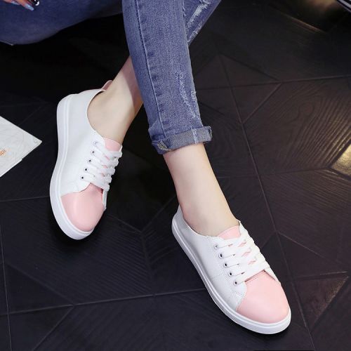 Chaussures de printemps femme en PU ronde avec lacets - semelle caoutchouc Ref 998545