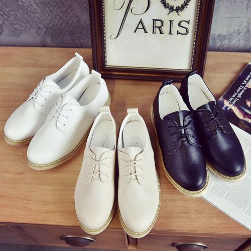 Chaussures de printemps femme en PU ronde avec lacets, étanche - semelle caoutchouc Ref 998566