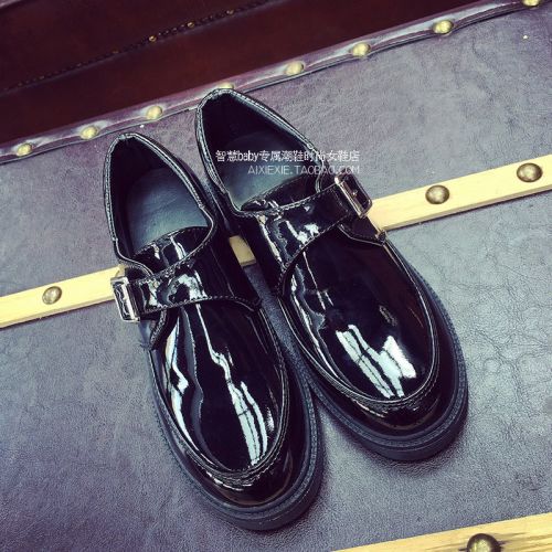 Chaussures de printemps femme en Manteau peinture ronde étanche, boucle ceinture - Europe semelle caoutchouc