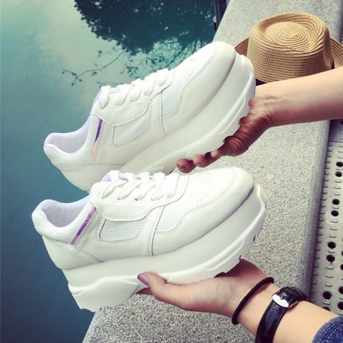 Chaussures de printemps femme en PU ronde avec lacets, Wedges, engrener - semelle caoutchouc Ref 998661