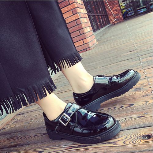 Chaussures de printemps femme en PU ronde ouverture profonde, décoration métallique - collège Ref 998665