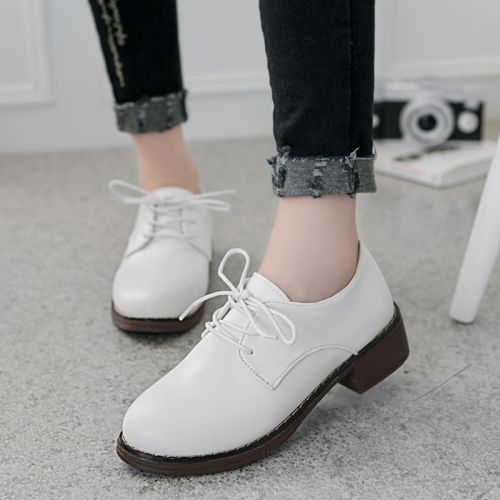 Chaussures de printemps femme en PU ronde avec lacets - semelle caoutchouc Ref 998667