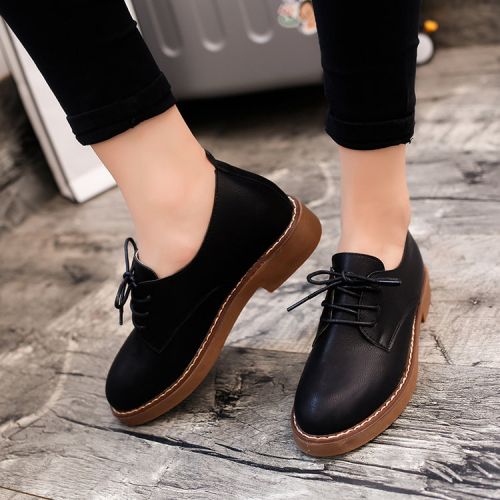 Chaussures de printemps femme en PU ronde avec lacets, - semelle caoutchouc Ref 998668