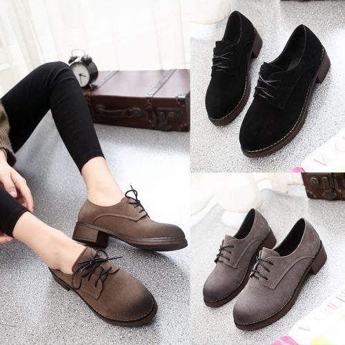 Chaussures de printemps femme en PU ronde avec lacets - semelle caoutchouc Ref 998677