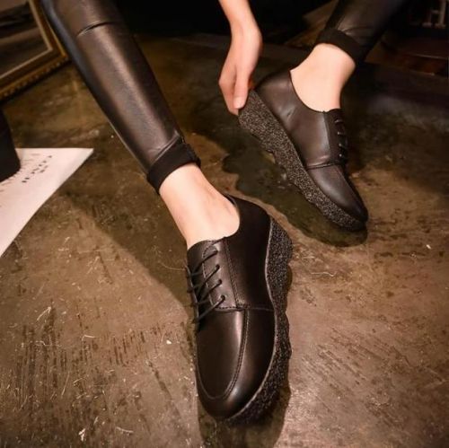 Chaussures de printemps femme en PU ronde avec lacets, Wedges, Génoise, étanche, Avec une combinaison fines - doux sem