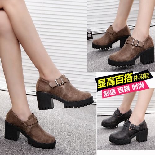 Chaussures de printemps femme en PU ronde moraillon, étanche, boucle ceinture - semelle caoutchouc Ref 998681