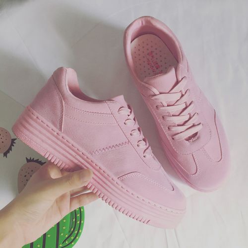 Chaussures de printemps femme en PU ronde avec lacets, Génoise, étanche - Ref 998685