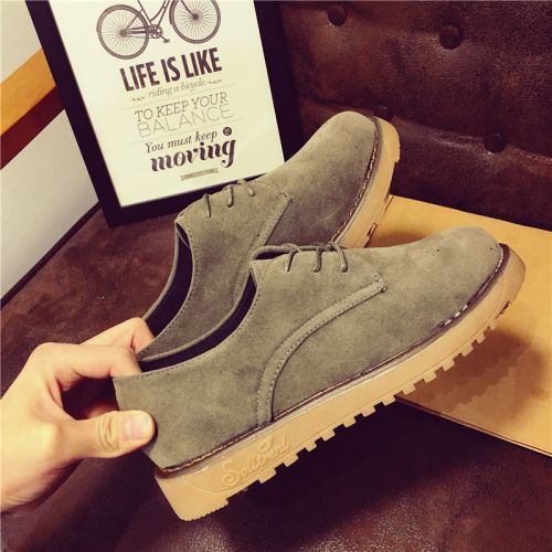 Chaussures de printemps femme en vache, Nubuck, ronde avec lacets - Angleterre semelle caoutchouc Ref 998687