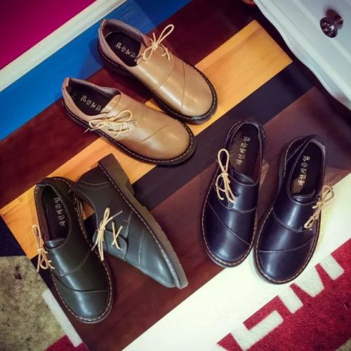 Chaussures de printemps femme en PU ronde avec lacets - japonais semelle caoutchouc Ref 998691