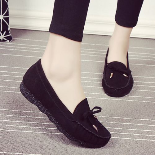 Chaussures de printemps femme en tissu ronde ouverture profonde, arc - Retro semelle polyuréthane Ref 998726