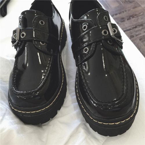 Chaussures de printemps femme en PU ronde Génoise, étanche, décoration métallique - Angleterre semelle caoutchouc Ref 998733