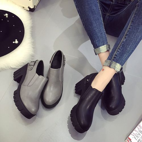 Chaussures de printemps femme en PU ronde étanche - semelle caoutchouc Ref 998746