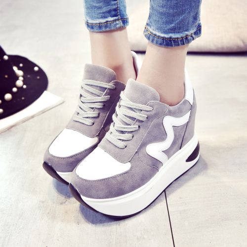 Chaussures de printemps femme en PU ronde avec lacets, Modèles mélangées, Génoise, étanche - semelle caoutchouc Ref 99878