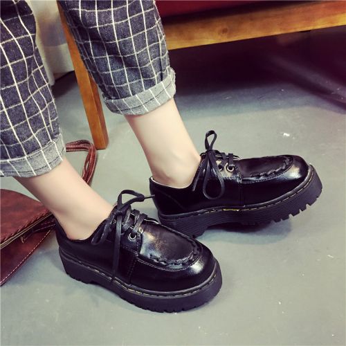 Chaussures de printemps femme en PU ronde Génoise, étanche - Angleterre semelle caoutchouc Ref 998782