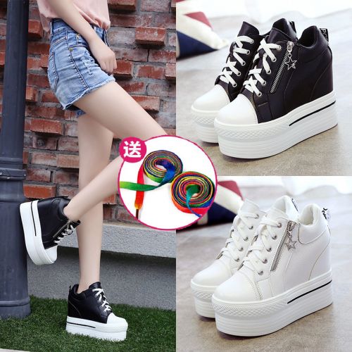 Chaussures de printemps femme en PU ronde avec lacets, Wedges, Génoise - semelle polyuréthane Ref 998800