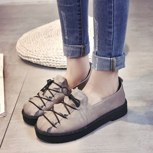 Chaussures de printemps femme en PU ronde - Angleterre semelle caoutchouc Ref 998807