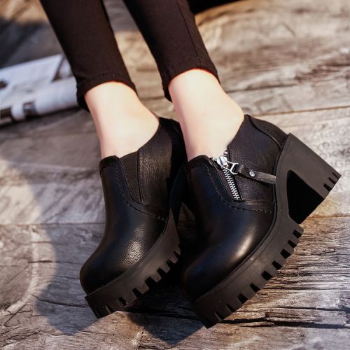 Chaussures de printemps femme en PU ronde étanche - semelle caoutchouc Ref 998819