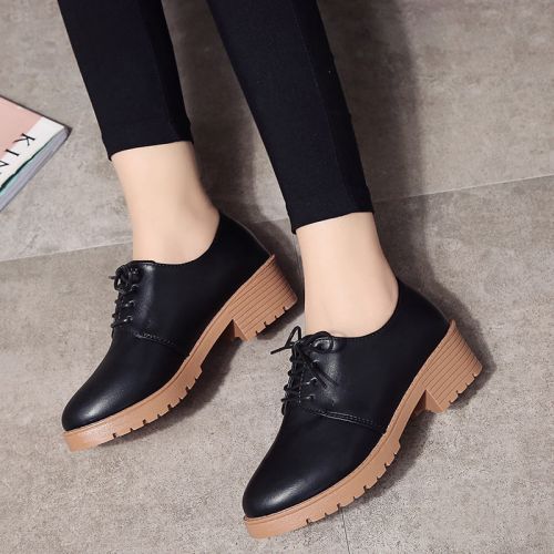 Chaussures de printemps femme en PU ronde avec lacets, étanche - semelle caoutchouc Ref 998838