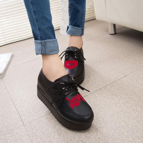Chaussures de printemps femme en PU ronde avec lacets - Europe semelle caoutchouc Ref 998870