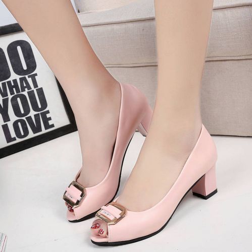 Chaussures de printemps femme en PU Tête poisson décoration métallique - semelle caoutchouc Ref 998908