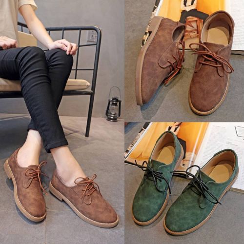 Chaussures de printemps femme en PU ronde ouverture profonde, avec lacets - semelle caoutchouc Ref 998921