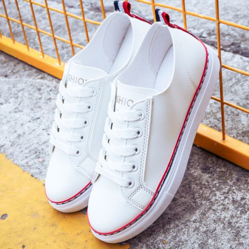 Chaussures de printemps femme en Cuir spatial ronde étanche, avec lacets, ouverture profonde- semelle plastique - Ref 