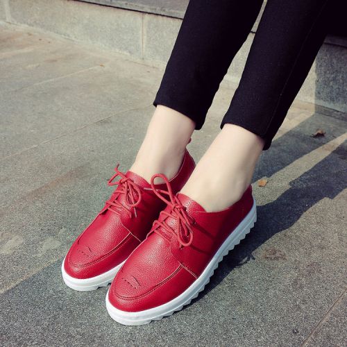 Chaussures de printemps femme en PU ronde avec lacets - semelle caoutchouc Ref 998950