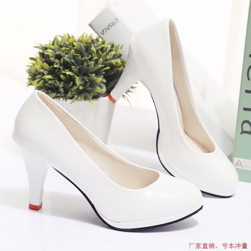 Chaussures de printemps femme en PU ronde ouverture profonde- semelle caoutchouc - Ref 998956