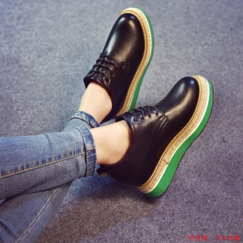 Chaussures de printemps femme en PU ronde avec lacets, Modèles mélangées, Génoise - semelle polyuréthane Ref 998979