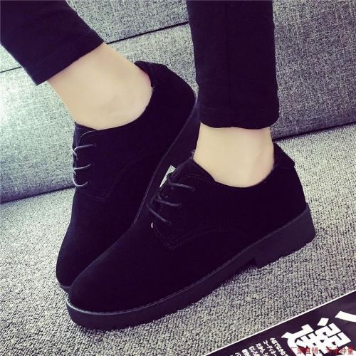 Chaussures de printemps femme en vache, Nubuck, ronde étanche, avec lacets - Europe semelle caoutch