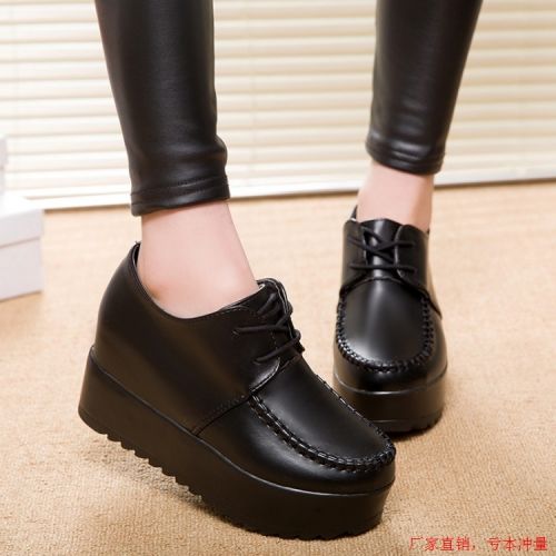Chaussures de printemps femme en PU ronde étanche, Wedges, ouverture profonde, Génoise - loisir semelle polyur