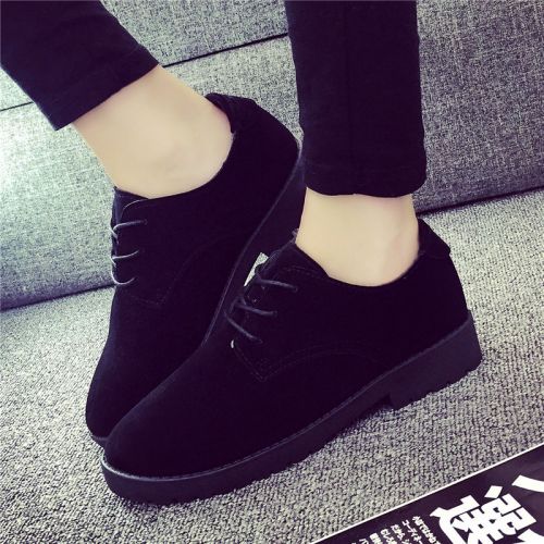 Chaussures de printemps femme en vache, Nubuck, ronde étanche, avec lacets - Europe semelle caoutch