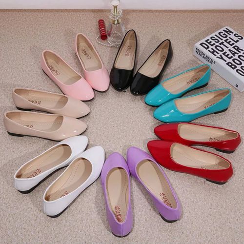 Chaussures de printemps femme en PU ronde ouverture profonde, moraillon, arc, avec perles, décoration métallique - semelle 