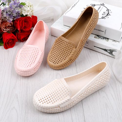 Chaussures de printemps femme en plastique tête carrée ouverture profonde, houppe, étanche - confortable semelle PVC Ref