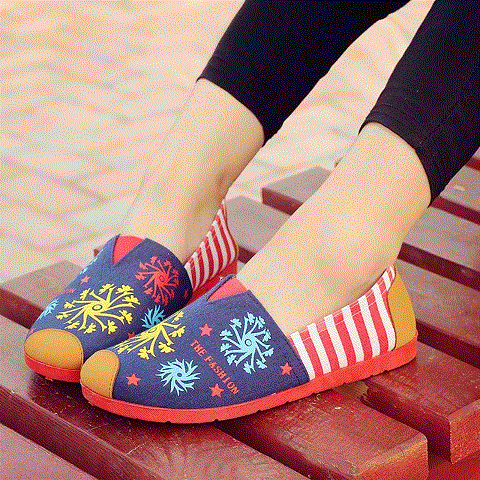 Chaussures de printemps femme en tissu ronde ouverture profonde- loisir - semelle plastique Ref 999139
