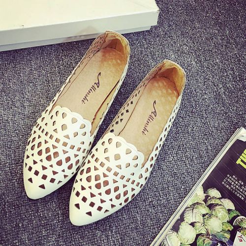 Chaussures de printemps femme en PU pointu creux - doux semelle caoutchouc Ref 999182