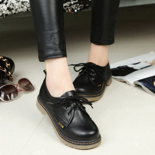Chaussures de printemps femme en PU ronde avec lacets - Europe semelle caoutchouc Ref 999195