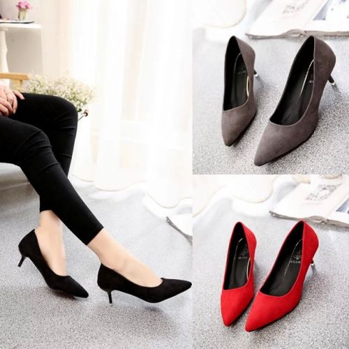Chaussures de printemps femme en vache, Nubuck, pointu ouverture profonde- semelle fond composite - Ref 999215