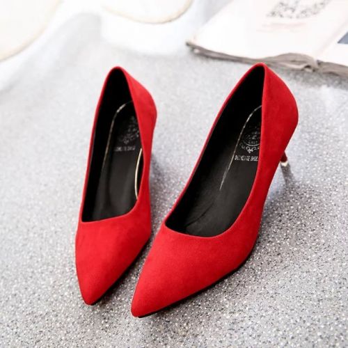Chaussures de printemps femme en PU pointu ouverture profonde- semelle fond composite - Ref 999221