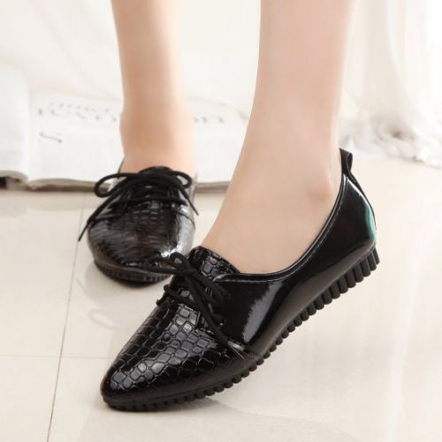 Chaussures de printemps femme en PU pointu ouverture profonde, avec lacets - loisir semelle caoutchouc Ref 999226