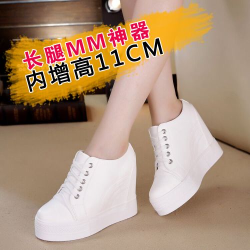 Chaussures de printemps femme en PU ronde avec lacets, Wedges, Génoise, étanche - loisir semelle caoutchouc