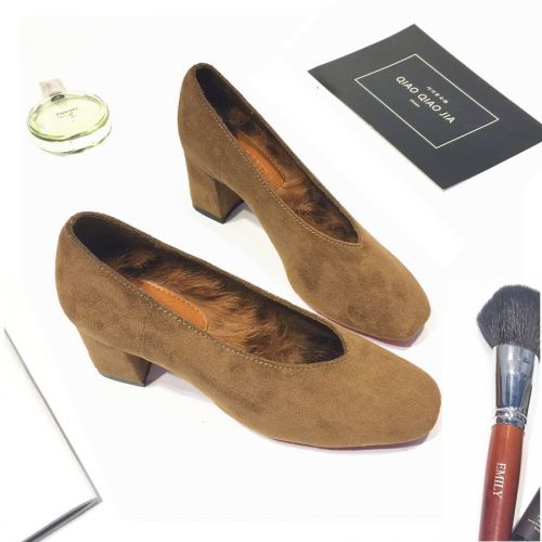 Chaussures de printemps femme en PU tête carrée ouverture profonde, - semelle TPR Ref 999276