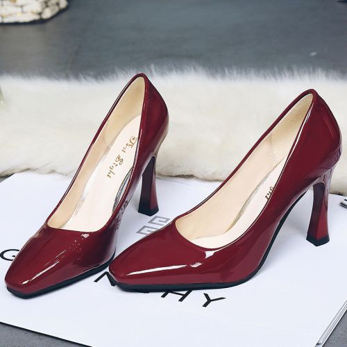 Chaussures de printemps femme en PU tête carrée ouverture profonde- semelle caoutchouc - Ref 999289