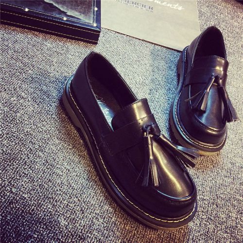Chaussures de printemps femme en PU ronde houppe - japonais semelle caoutchouc Ref 999304